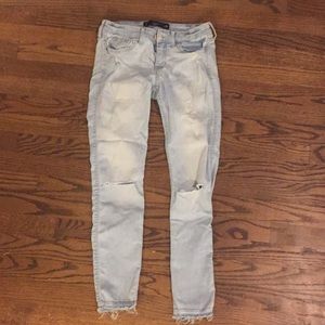 Light blue crop distressed jeans
